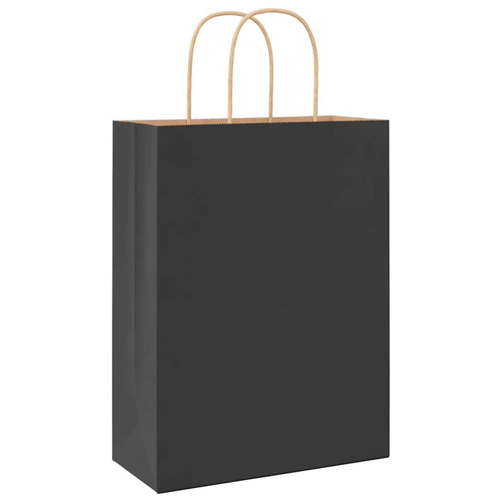 Paper Bags 250 pcs with Handles Black 26x12x35 cm