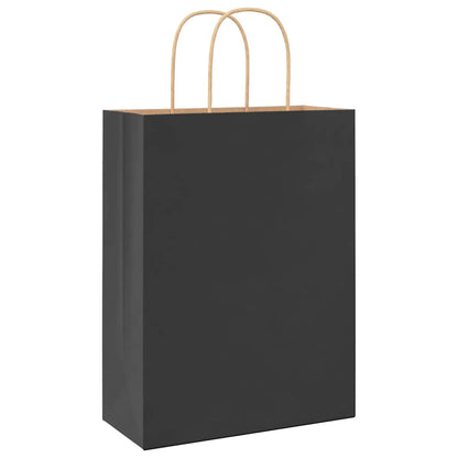 Paper Bags 250 pcs with Handles Black 26x12x35 cm