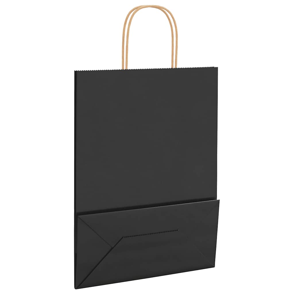 Paper Bags 250 pcs with Handles Black 26x12x35 cm