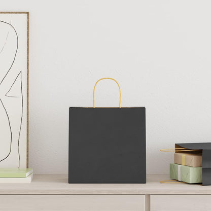 Paper Bags 250 pcs with Handles Black 26x17x25 cm