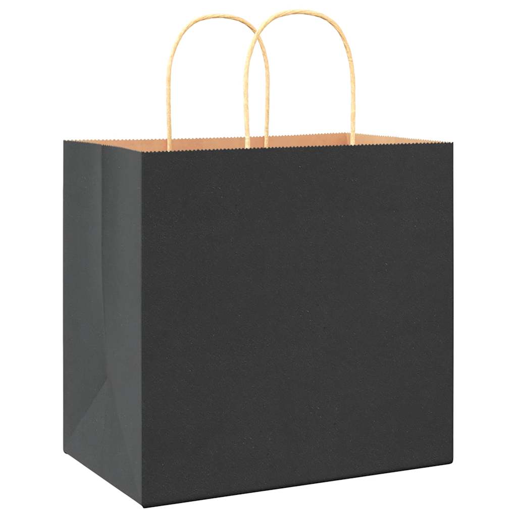 Paper Bags 250 pcs with Handles Black 26x17x25 cm