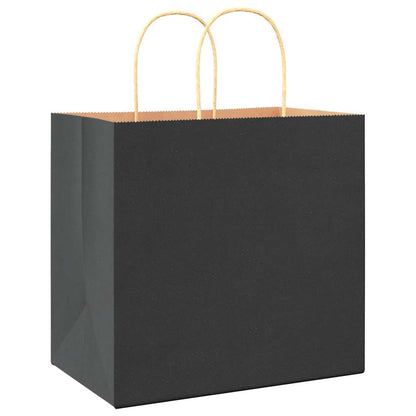 Paper Bags 250 pcs with Handles Black 26x17x25 cm