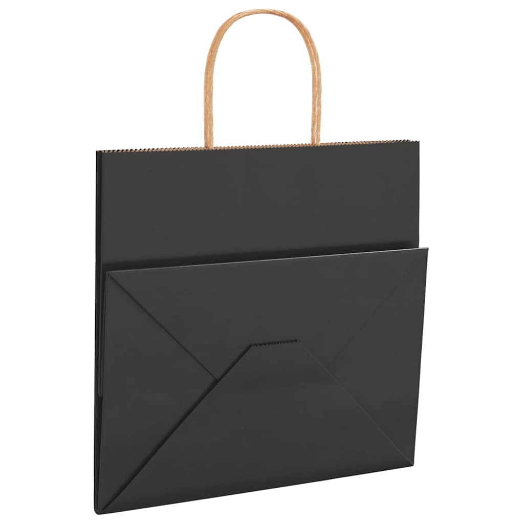 Paper Bags 250 pcs with Handles Black 26x17x25 cm