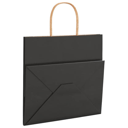 Paper Bags 250 pcs with Handles Black 26x17x25 cm