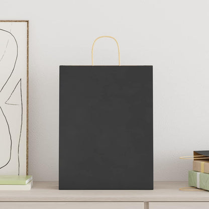 Paper Bags 250 pcs with Handles Black 32x12x42 cm