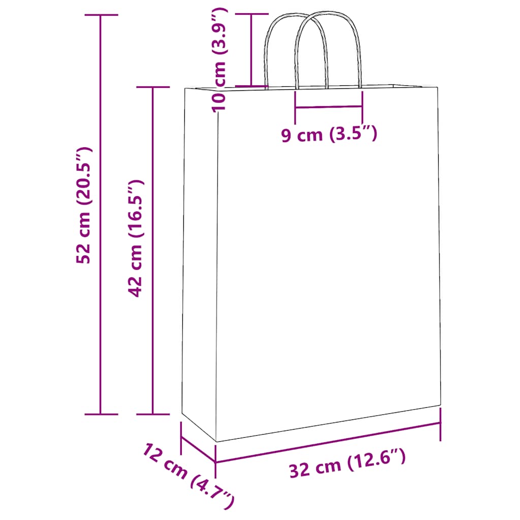 Paper Bags 250 pcs with Handles Black 32x12x42 cm