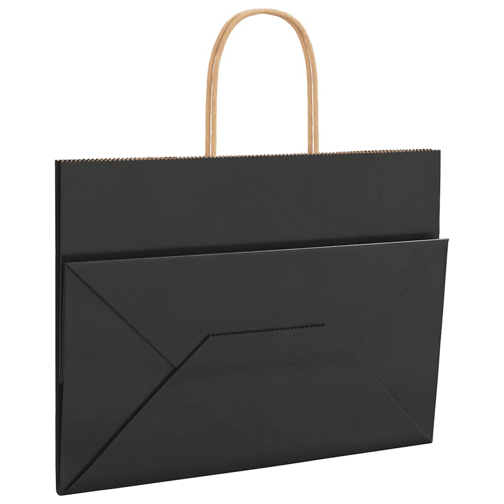 Paper Bags 250 pcs with Handles Black 32x17x25 cm