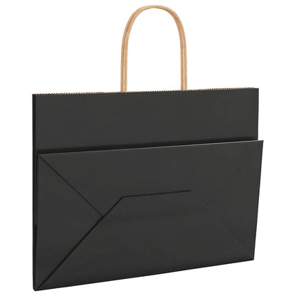 Paper Bags 250 pcs with Handles Black 32x17x25 cm