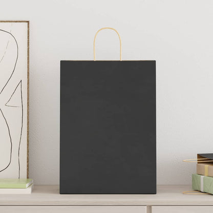 Paper Bags 250 pcs with Handles Black 32x17x44 cm