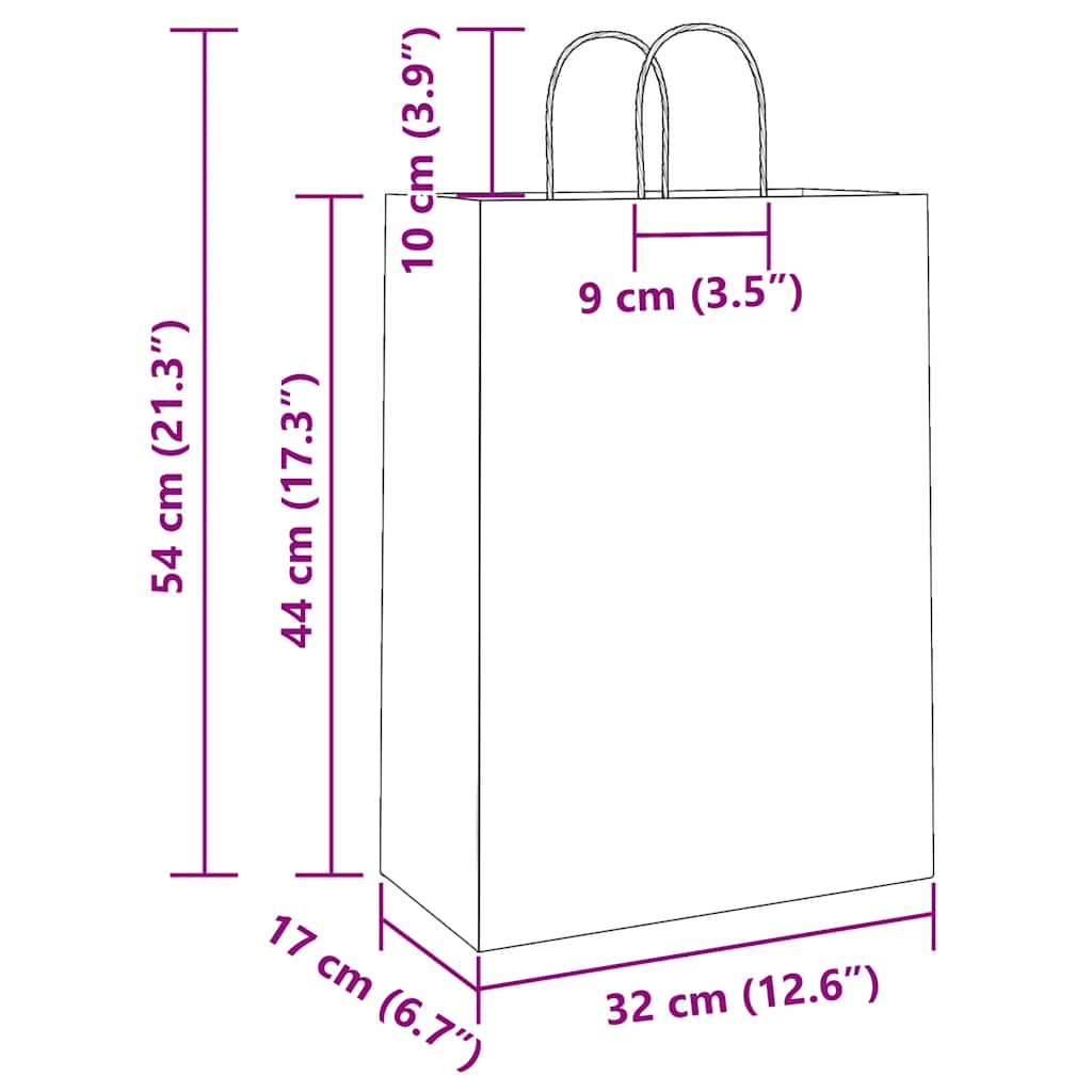 Paper Bags 250 pcs with Handles Black 32x17x44 cm