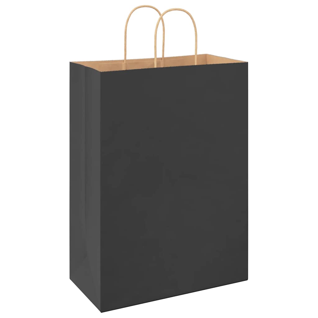 Paper Bags 250 pcs with Handles Black 32x17x44 cm