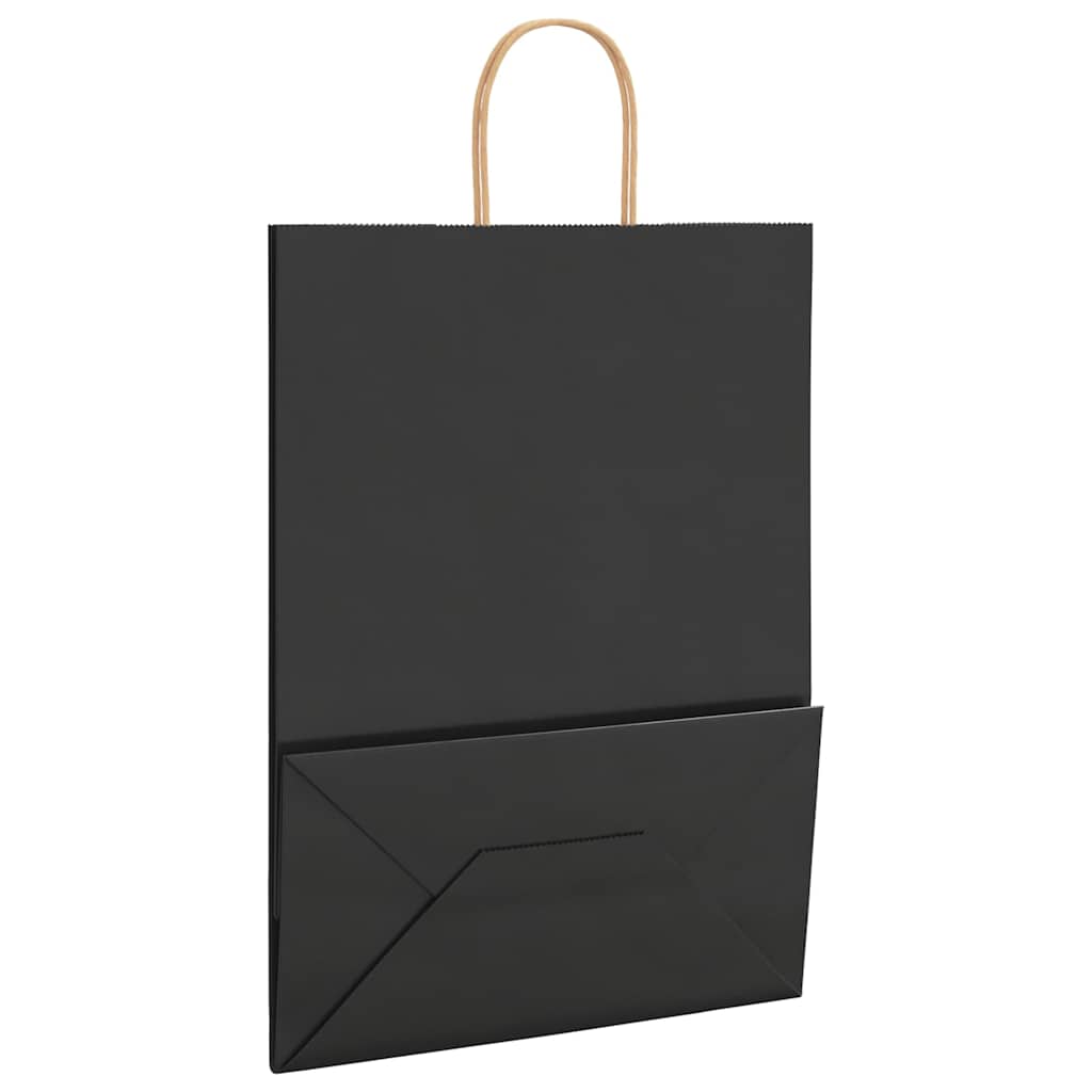 Paper Bags 250 pcs with Handles Black 32x17x44 cm