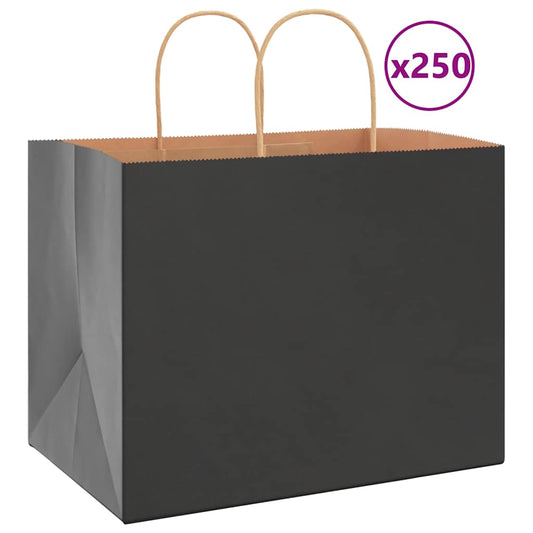 Paper Bags 250 pcs with Handles Black 32x22x24 cm