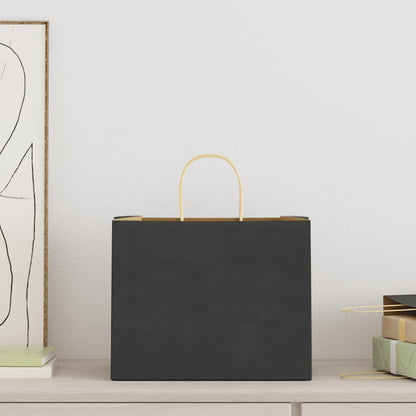Paper Bags 250 pcs with Handles Black 32x22x24 cm