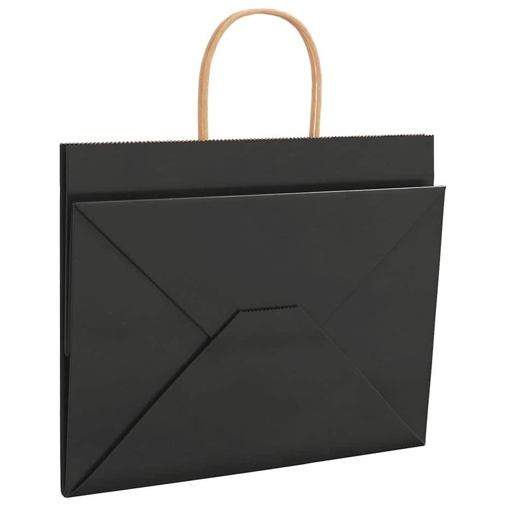 Paper Bags 250 pcs with Handles Black 32x22x24 cm