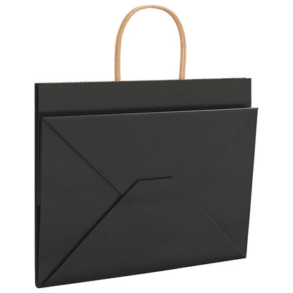 Paper Bags 250 pcs with Handles Black 32x22x24 cm