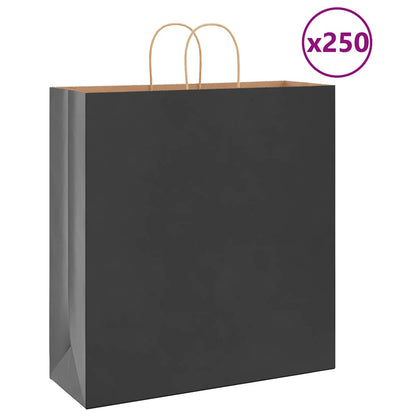 Paper Bags 250 pcs with Handles Black 45x17x48 cm