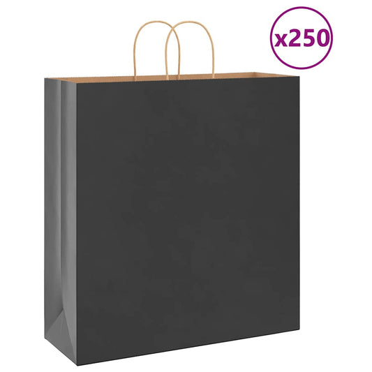 Paper Bags 250 pcs with Handles Black 45x17x48 cm