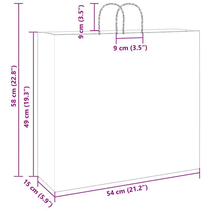 Paper Bags 250 pcs with Handles Black 54x15x49 cm