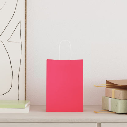 Paper Bags 250 pcs with Handles Pink 15x8x21 cm