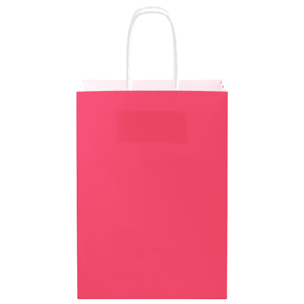 Paper Bags 250 pcs with Handles Pink 15x8x21 cm
