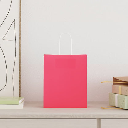 Paper Bags 250 pcs with Handles Pink 18x8x22 cm