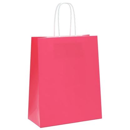 Paper Bags 250 pcs with Handles Pink 18x8x22 cm