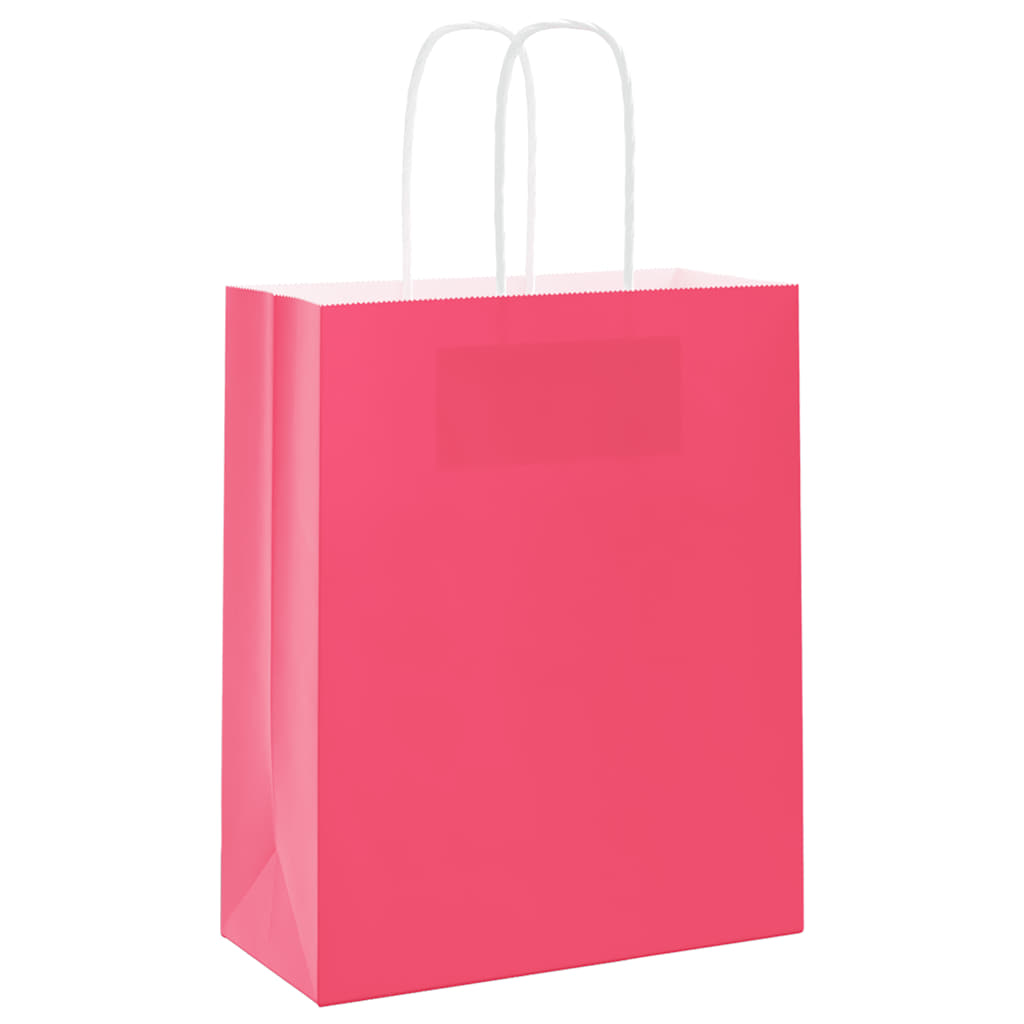 Paper Bags 250 pcs with Handles Pink 18x8x22 cm