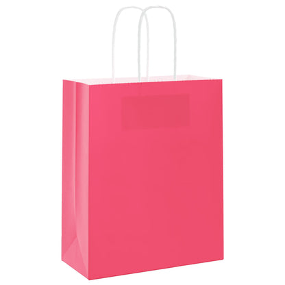 Paper Bags 250 pcs with Handles Pink 18x8x22 cm