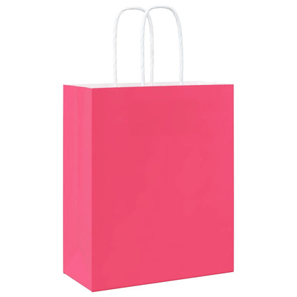 Paper Bags 250 pcs with Handles Pink 18x8x22 cm