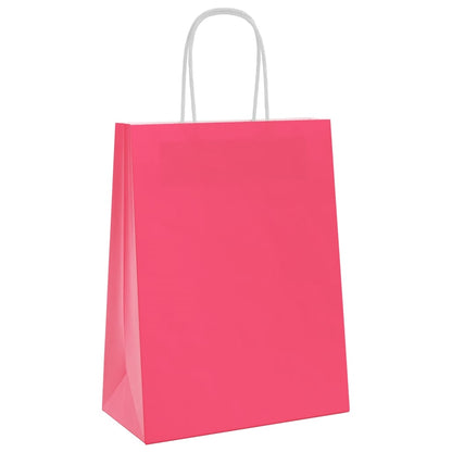 Paper Bags 250 pcs with Handles Pink 21x11x28 cm