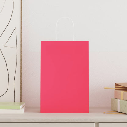 Paper Bags 250 pcs with Handles Pink 21x11x31 cm