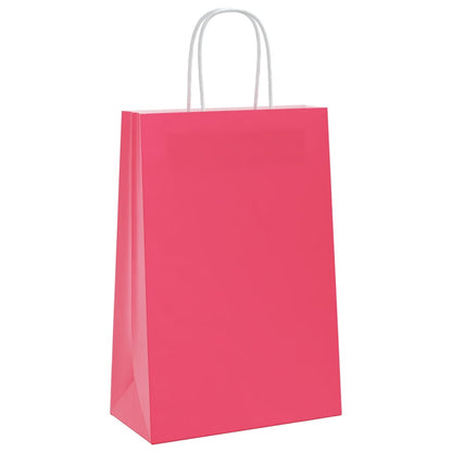Paper Bags 250 pcs with Handles Pink 21x11x31 cm
