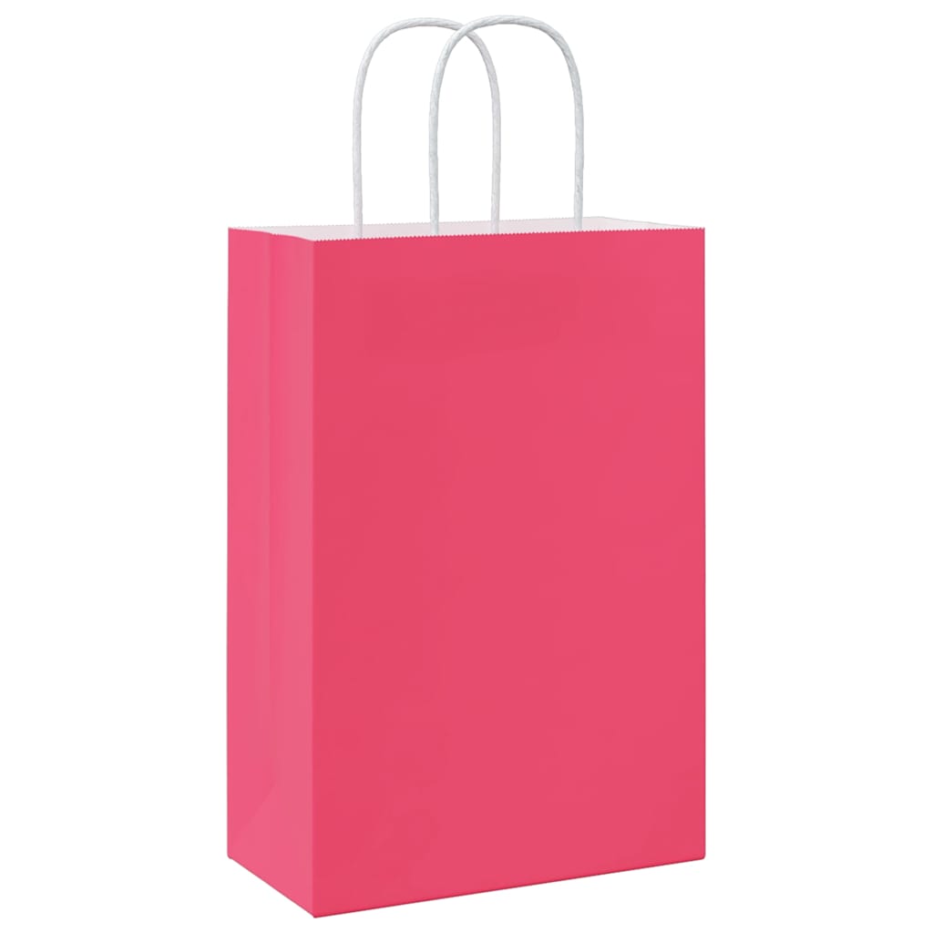 Paper Bags 250 pcs with Handles Pink 21x11x31 cm
