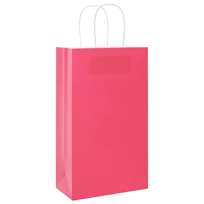 Paper Bags 250 pcs with Handles Pink 21x11x36 cm