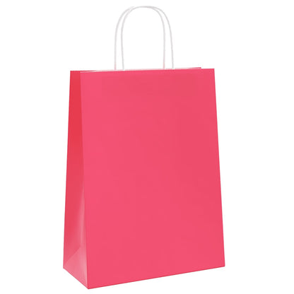 Paper Bags 250 pcs with Handles Pink 26x12x35 cm