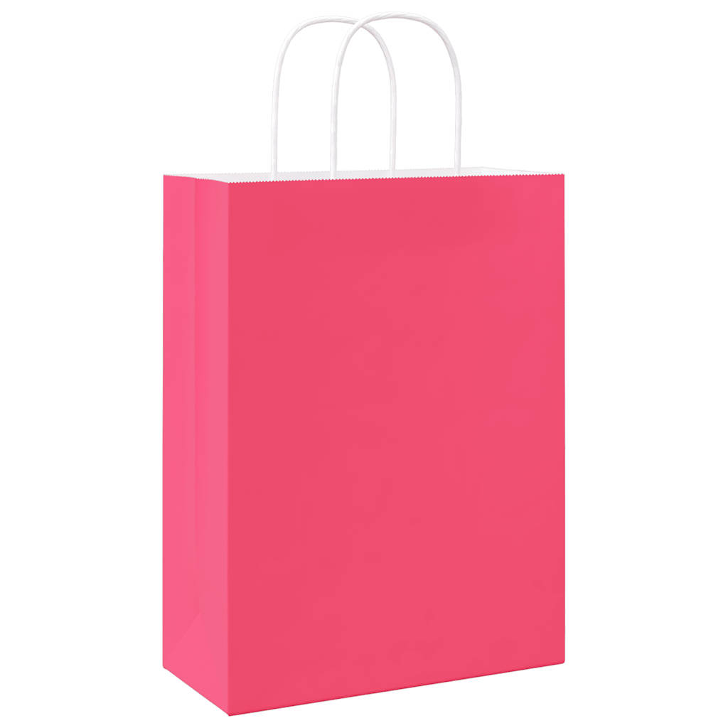 Paper Bags 250 pcs with Handles Pink 26x12x35 cm