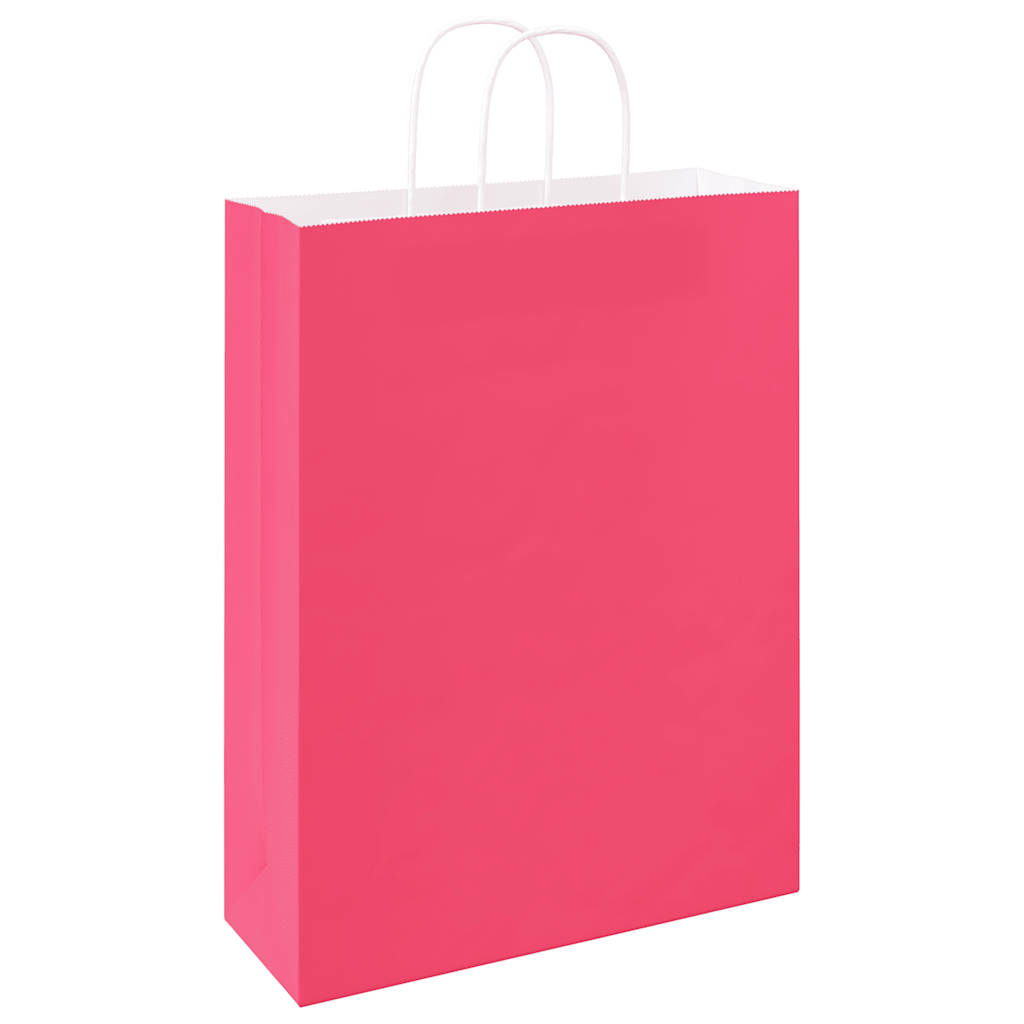 Paper Bags 250 pcs with Handles Pink 32x12x42 cm