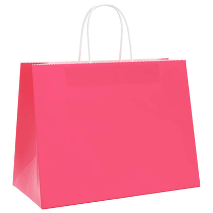 Paper Bags 250 pcs with Handles Pink 32x17x25 cm