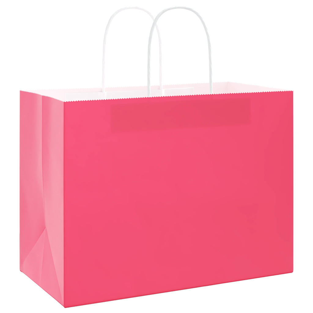 Paper Bags 250 pcs with Handles Pink 32x17x25 cm