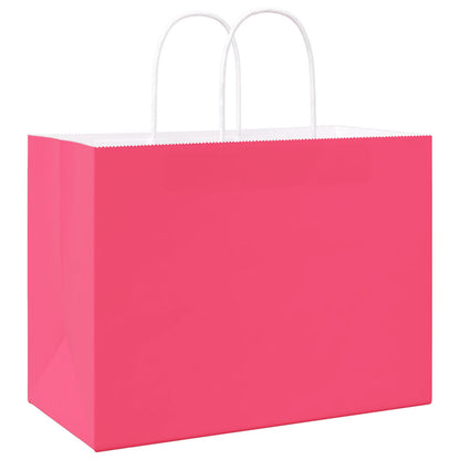 Paper Bags 250 pcs with Handles Pink 32x17x25 cm