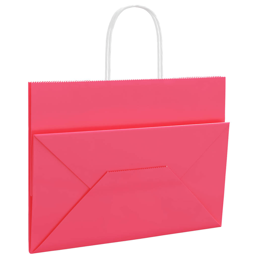 Paper Bags 250 pcs with Handles Pink 32x17x25 cm