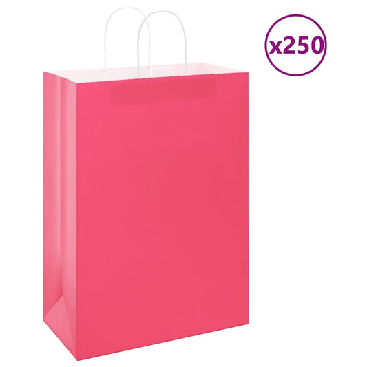 Paper Bags 250 pcs with Handles Pink 32x17x44 cm
