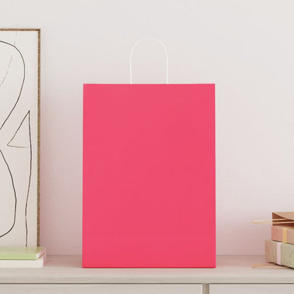 Paper Bags 250 pcs with Handles Pink 32x17x44 cm