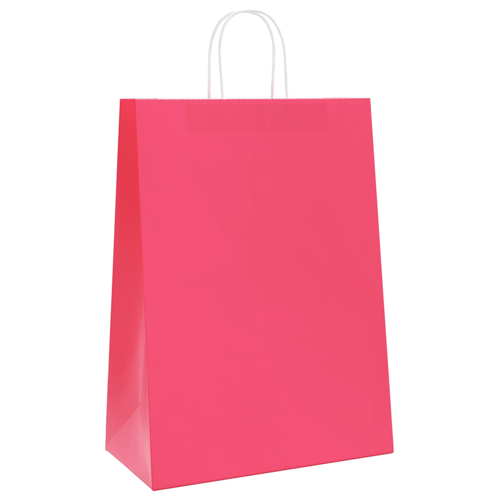 Paper Bags 250 pcs with Handles Pink 32x17x44 cm