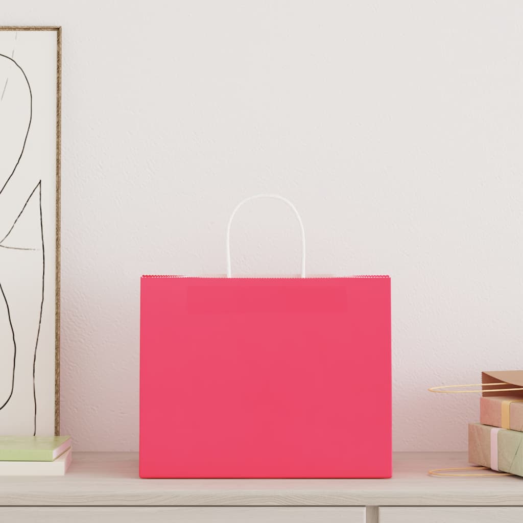 Paper Bags 250 pcs with Handles Pink 32x22x24 cm