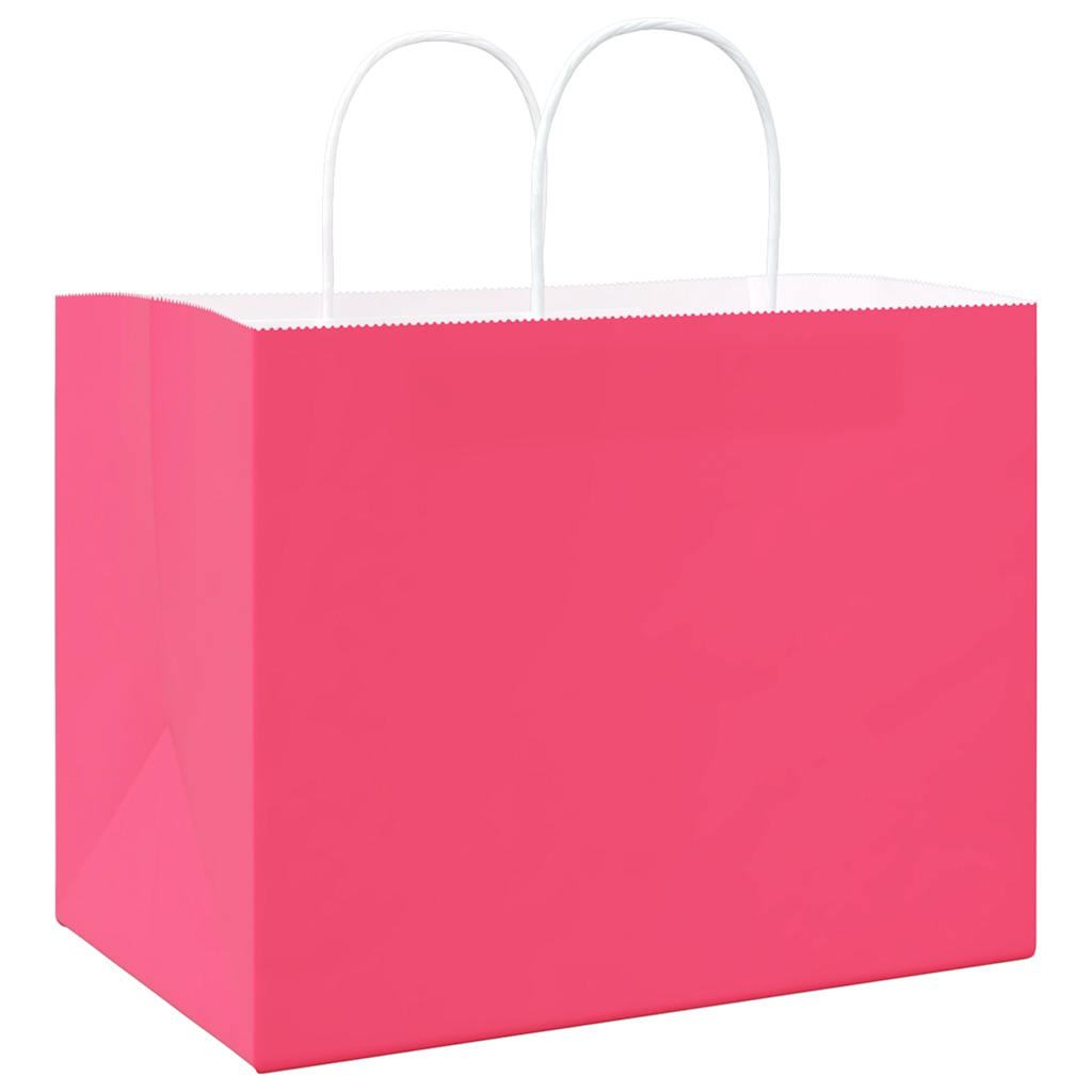 Paper Bags 250 pcs with Handles Pink 32x22x24 cm