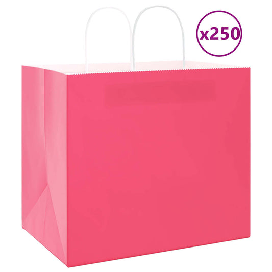 Paper Bags 250 pcs with Handles Pink 32x22x28 cm
