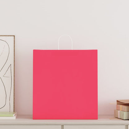 Paper Bags 250 pcs with Handles Pink 45x17x48 cm