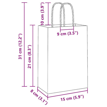 Paper Bags 50 pcs with Handles Blue 15x8x21 cm